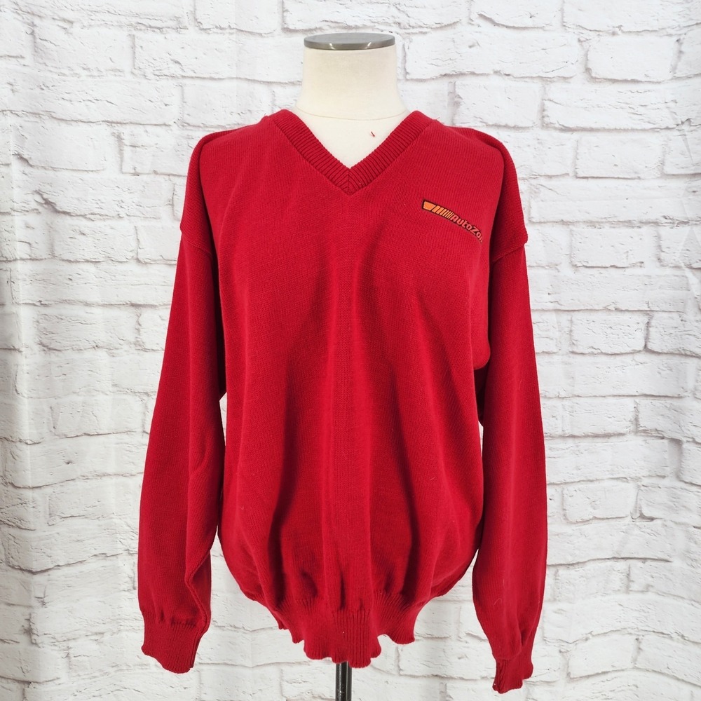Vintage 80s Autozone Sweater Grunge Car Racing Snowmobile Dad USA Gearhead Large